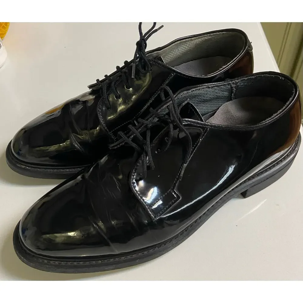 Bates Mens 9D Black High Gloss Military Uniform Dress Shoes GUC